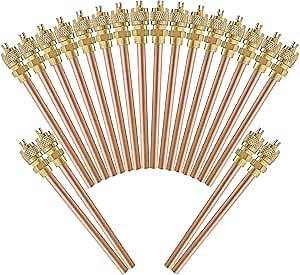 FANOVO Service Access Valve-20Pack Refrigerator Access Valves 1/4'' SAE x 1/4'' OD x 4'' AC Stem Core, Copper HVAC Refrigeration Service Filling Valve, for Air Conditioner Refrigerant System