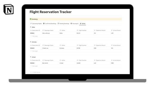 Flight Reservation Tracker