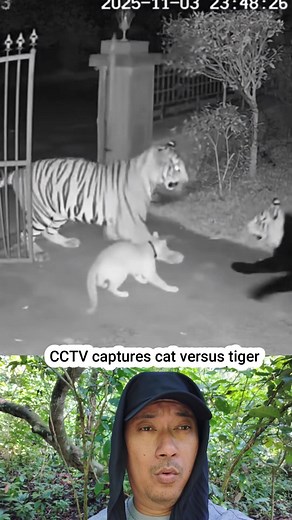156K views · 1.6K reactions | The tables have turned! In this incredible CCTV footage, witness the ultimate revenge story. A tiny cat, pushed to its limit, turns the tables on its giant bullies. The intense fight and the humiliating retreat of the tigers is something you have to see to believe! | Husni Mubarak | Facebook