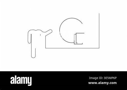 A simple line drawing showing a person presenting a clock diagram on a whiteboard, illustrating time management concepts Stock Video Footage - Alamy