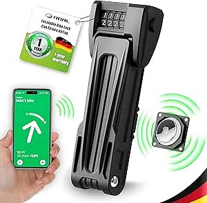 RBRL Bike Lock 2.95ft, 4 Digit Combination Bicycle Chain Lock with Holder for Apple AirTag, Heavy Duty Anti Theft Smart Folding Bike Lock, Lightweight Chain Lock for Bike, Scooter, Ebike