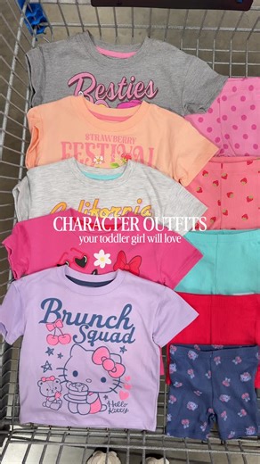 Victoria McFall on Instagram: "🎀 comment GIRL and I’ll send you the link to shop these adorable character graphic tee + matching biker short outfits 💕 #walmartfinds #walmarthaul #walmartfashion trendy toddler outfits, Disney outfit ideas, toddler girl style, affordable fashion, hello kitty outfit, Minnie Mouse toddler outfit, strawberry shortcake outfit, Disney toddler outfit"