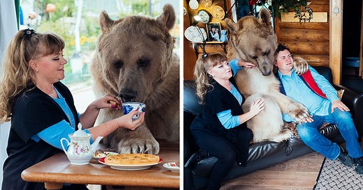 Russian Couple Adopted An Orphaned Bear 23 Years Ago, And They Still Live Together