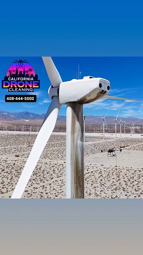 California Drone Cleaning is the first and only USA heavy lift drone wind turbine cleaning company. Using ecofriendly chemicals here you can see expert pilot Douglas Thron degreasing a wind turbine so those petrofuels don’t contaminate the cities drinking water below. All water and grease is caught down below and properly disposed of. Dirty wind turbines are much less efficient. Thousands of dollars lost from build up of dirt, bugs, and grease. Douglas Thron cleans these wind turbines much faste
