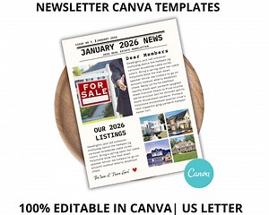 Monthly Newsletter Templates, Edit in Canva, Family, School, Realtor, Church, Small Business, Holiday Email - Etsy Canada