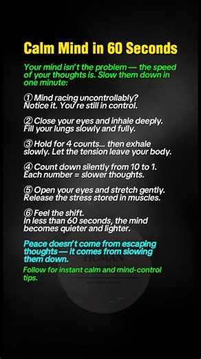 Calm Mind In 60 Seconds #psycholgyfacts