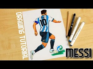 How to draw Messi in Argentina jersey dribbling / FIFA World Cup 2026
