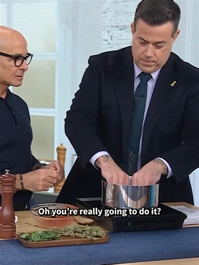 #StanleyTucci stopped by to share his new pizza oven and Carson went full chef mode. 🤣 #TODAYShow