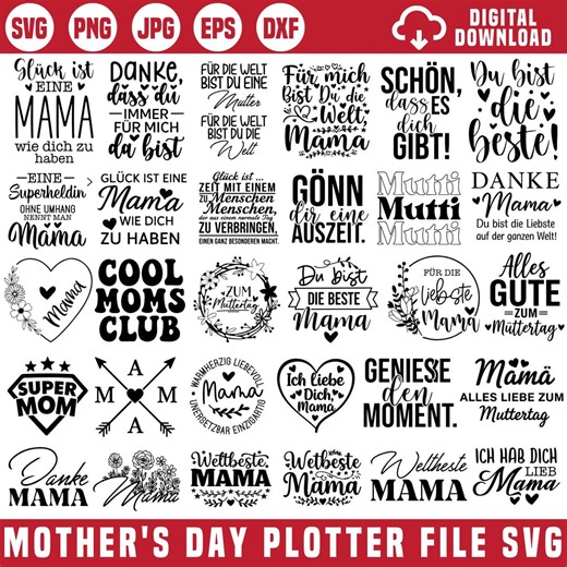 Mother's Day Plotter File Svg, Plotter Ideen, Geschenke Mama, Plottern, Plotter File, Muttertag, Plotter DIY Ideen, Plotter Geschenke - Etsy