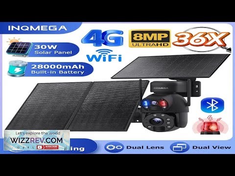 INQMEGA 8MP Solar Powered Camera 4G WIFI 36X Zoom 30W Solar