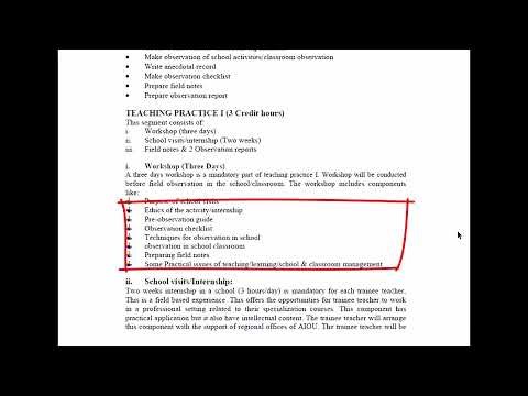 AIOU Teaching Practice-I 8607 Part-1||B.Ed 1.5/2.5/4 Years|| Complete Guideline for students