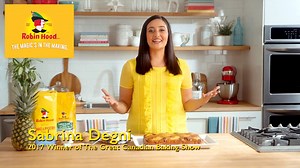 Season 1 winner Sabrina Degni shows how easy it is to make an upside down fruit cake. Sponsored content with Robin Hood Baking Family | The Great Canadian Baking Show