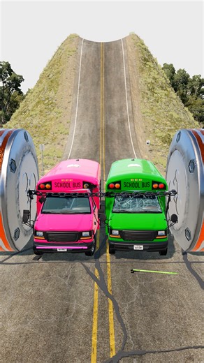 Cars & School Buses vs Chained Hydraulic Crush - BeamNGDrive | Manfred Games