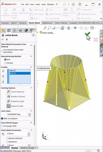 Lofted Bends in Sheet Metal | Conical Transition Part in SolidWorks #shorts