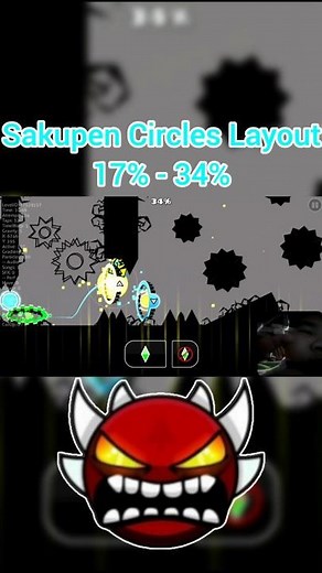 Sakupen Circles Layout (Insane) 17% - 34% | Geometry Dash #geometrydash #gd