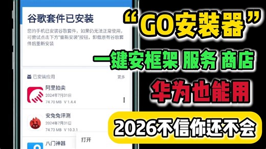 【手机都能用】GO安装器怎么下载，一键安装框架服务商店，谷歌三件套下载