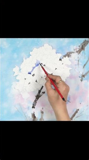 #shorts Cherry tree - Drawing spring flowers watercolor (Arches)NAMIL ART