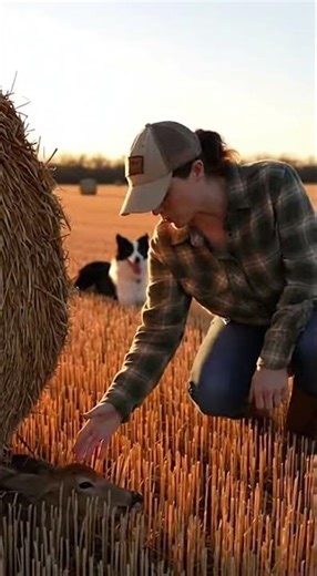 A baby deer was trapped in a net, helpless and scared. 🦌