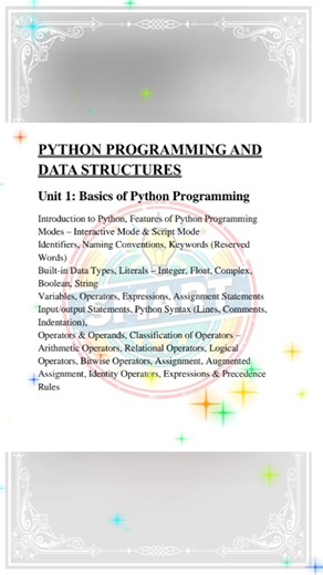 Degree 1st year 2nd sem B.Sc(AI) PYDS full syllabus👍👍👍