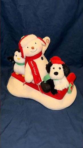 Hallmark 2007 Singing Animated Plush Snow What Fun Sledders Snowman