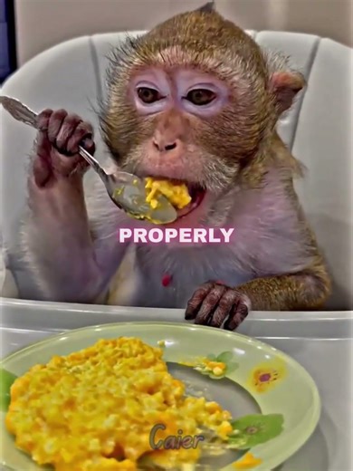 This Monkey Knows How to Use a Spoon 🐒 #shorts