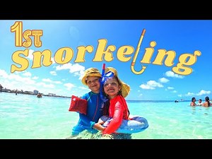 5 years old Kids snorkeling for first time - CANCUN