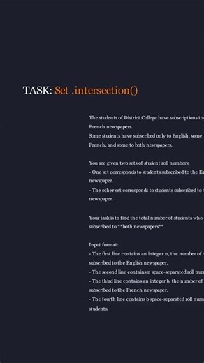 Reto 47 HackerRank Set intersection manim #coding #codingchallenge #manim #hackerrankpython #python