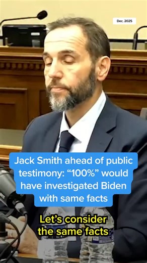 Former Special Counsel Jack Smith is set to testify publicly before the House Judiciary Committee on Jan. 22, 2026, about his investigations into President Trump. In a closed-door deposition last month, Smith said he would have “100%” taken the same investigative role if the facts involved President Biden or President Obama. Link in bio for full deposition. #news | MS NOW