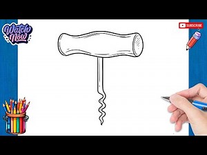 How to draw Corkscrew - Kitchen Utensils Drawing