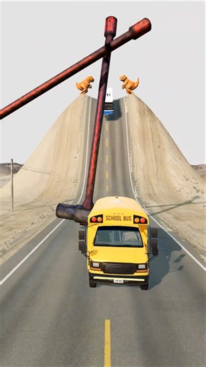 Vans & Cargo Vans & School Bus & Cargo Truck vs 2 Hammer Crash - BeamNG Drive