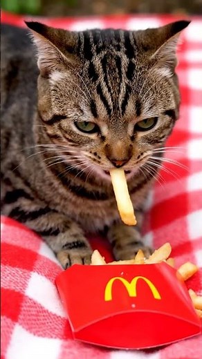 Cat Eating McDonald’s 🍔 | Funny Cat Video | Cute Animal Eating Fast Food