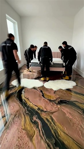 Pink & Gold Epoxy Marble Floor In A Luxury Bedroom 🌸✨🤯 | Goals