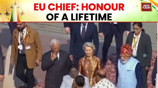 EU leaders Ursula von der Leyen and Antonio Costa attend India's Republic Day parade as chief guests