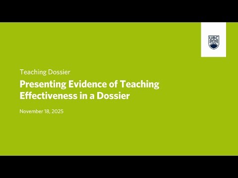 Presenting Evidence of Teaching Effectiveness in a Dossier