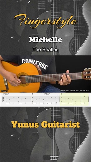 Michelle - The Beatles - Fingerstyle Guitar Tutorial + TAB & Lyrics #fingerstyle