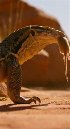 Desert Monitor Lizard Ambush on a Sand Rat #animalworld #animalvideos #wildanimals