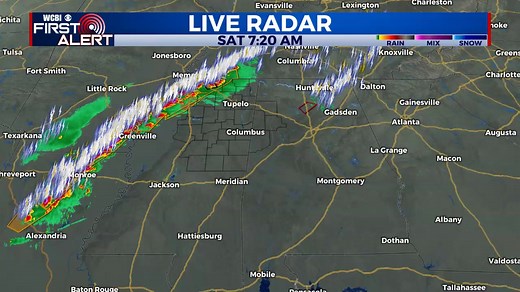 7:40 AM Saturday Morning - all is quiet *for now* acorss the WCBI viewing area. A line of strong to severe storms is lined up along the MS River. We expect a general increase in the severe weather risk in our western counties as early as 10-11a this morning. Stay tuned! | WCBI Weather