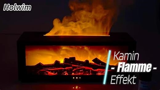 Aroma Diffuser mit LED Kamin, Duftöl Diffusor für Ätherische Öle mit 7-Farben-Licht Flammeneffekt, 150ml Luftbefeuchter mit Fernbedienung, 4 Timer, Wasserlose Abschaltautomatik (Schwarz)