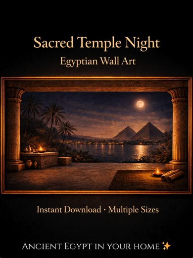 Bring the magic of Ancient Egypt into your space 🌙 A peaceful night by the Nile, illuminated by sacred light and timeless beauty. This artwork transforms any room into a warm, elegant sanctuary. ✨ Printable wall art ✨ High-resolution files ✨ Instant download Create an atmosphere, not just a decoration. Link in bio #egyptdecor #luxurydecor #moodyaesthetic #interiorinspo #digitalartprint #nileview #ancientvibes #homestyle #artdecor #cozyspaces #fyp