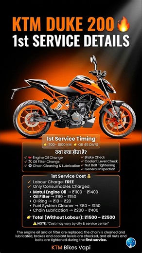 KTM Duke 200 1st Service Cost 😳