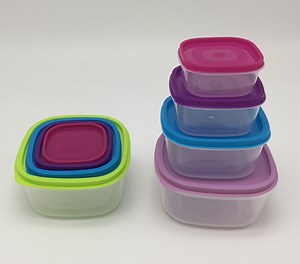 [Hot Item] 4PCS Clear Plastic Food Storage Containers with Rainbow Lids/FDA Food Storage