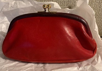 Vintage Coach Kisslock Utility Purse red ,burgandy trim and black leather inside | eBay