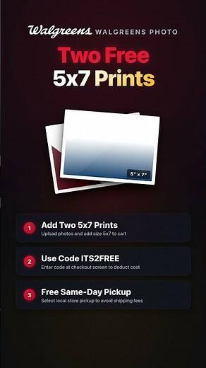 Two FREE 5x7 Prints at Walgreens! 📸 (ITS2FREE Code)