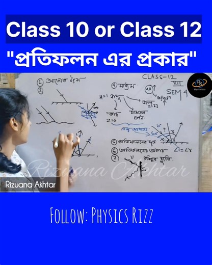 42K views · 1K reactions | প্রতিফলন এর প্রকার  পুরো ভিডিও দেখতে চলে আসুন/ আসো YT চ্যানেল Rizuana Akhtar এ!! #rizuanaakhtar #PR #physicsrizz #class12 #wbchse #hsc | Physics Rizz by Rizuana Akhtar | Facebook