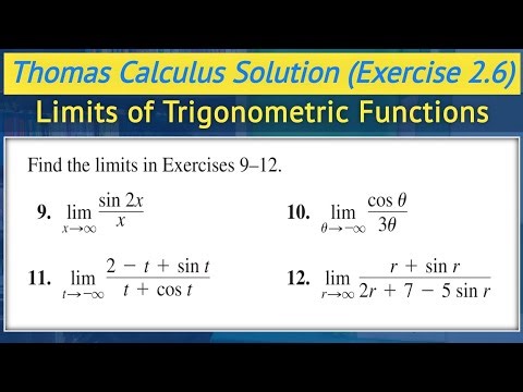 Thomas calculus solution exercise 2.6 Q9 to Q12 | Limit at infinity urdu hindi || Lec 45