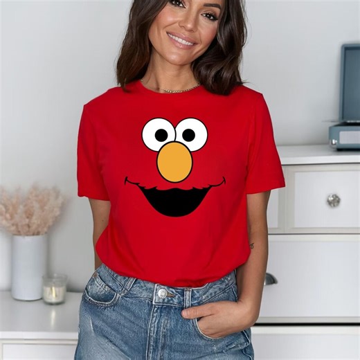 Cute Elmo Sesame Street T-shirt Sweatshirt Hoodie | Red Cartoon Face Graphic Tee | Funny Gift for Kids & Fans - Etsy