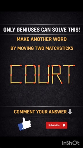 🤯 Move 2 Matchsticks to Make a New Word | 99% Fail!👉 COURT Puzzle word puzzle challenge