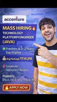 Accenture Mass Hiring 2025 🔥 Technology Platform Engineer | Freshers Eligible | ₹7.4 LPA Avg Package