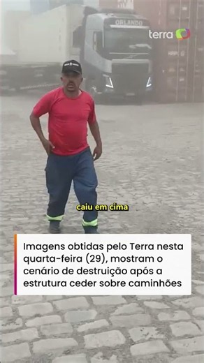 Contêineres aparecem deslocados em porto, e muro desaba após ventania em Santos #shorts
