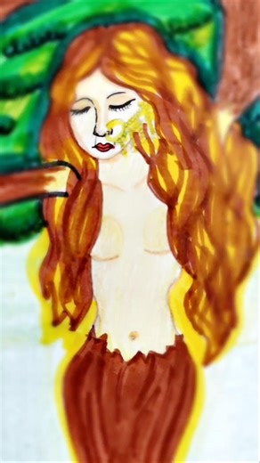 Aesthetic Tree Girl Drawing🌿💛✨Easy Nature Art🎨🌸#nature#shorts#tree#girl#youtubeshorts#shortsfeed#art